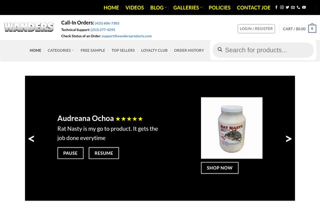 Wanders Products website